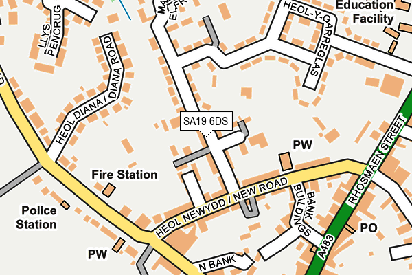 SA19 6DS map - OS OpenMap – Local (Ordnance Survey)