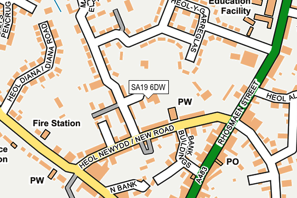 SA19 6DW map - OS OpenMap – Local (Ordnance Survey)
