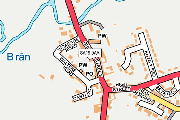 SA19 9AA map - OS OpenMap – Local (Ordnance Survey)