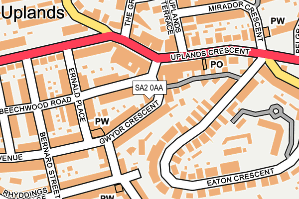 SA2 0AA map - OS OpenMap – Local (Ordnance Survey)
