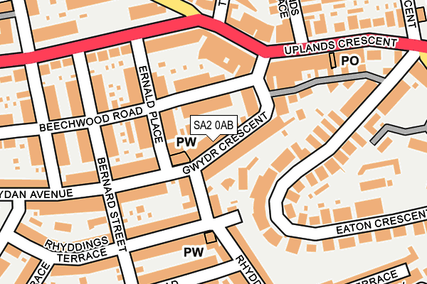SA2 0AB map - OS OpenMap – Local (Ordnance Survey)