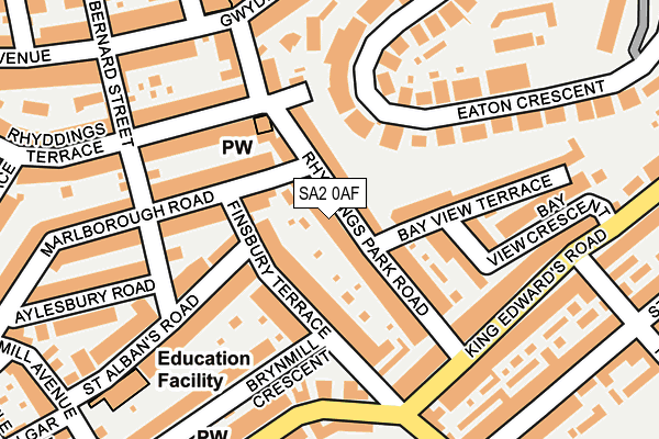 SA2 0AF map - OS OpenMap – Local (Ordnance Survey)