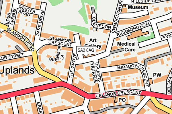 SA2 0AG map - OS OpenMap – Local (Ordnance Survey)
