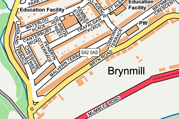 SA2 0AS map - OS OpenMap – Local (Ordnance Survey)