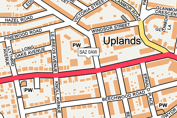 SA2 0AW map - OS OpenMap – Local (Ordnance Survey)