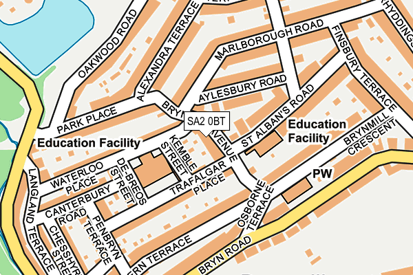 SA2 0BT map - OS OpenMap – Local (Ordnance Survey)