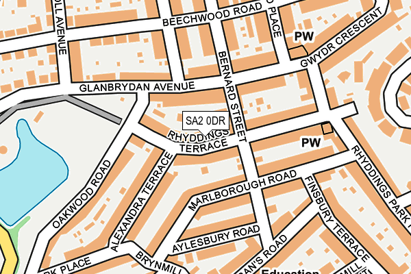 SA2 0DR map - OS OpenMap – Local (Ordnance Survey)
