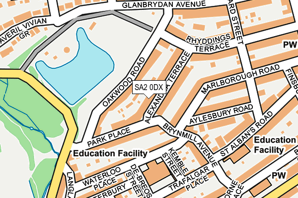 SA2 0DX map - OS OpenMap – Local (Ordnance Survey)
