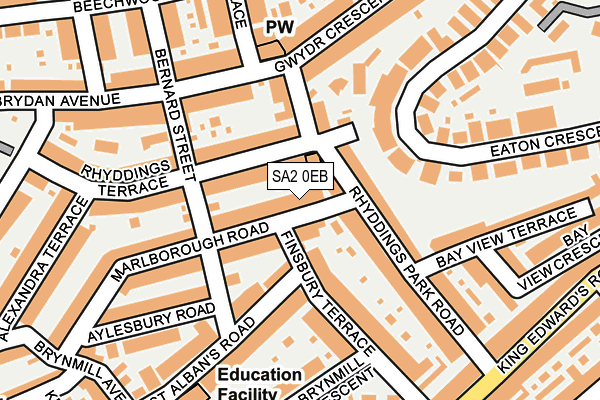 SA2 0EB map - OS OpenMap – Local (Ordnance Survey)