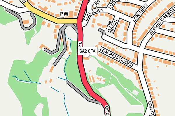 SA2 0FA map - OS OpenMap – Local (Ordnance Survey)
