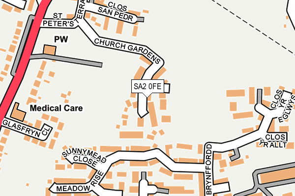 SA2 0FE map - OS OpenMap – Local (Ordnance Survey)