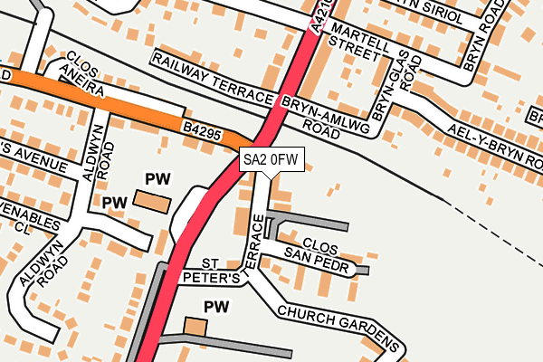 SA2 0FW map - OS OpenMap – Local (Ordnance Survey)