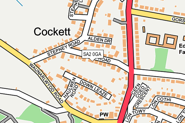 SA2 0GA map - OS OpenMap – Local (Ordnance Survey)