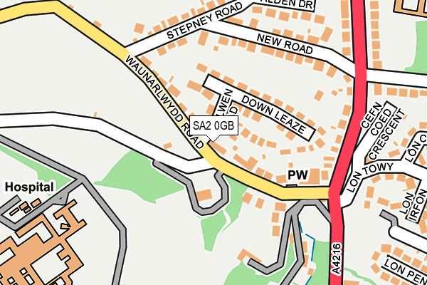 SA2 0GB map - OS OpenMap – Local (Ordnance Survey)