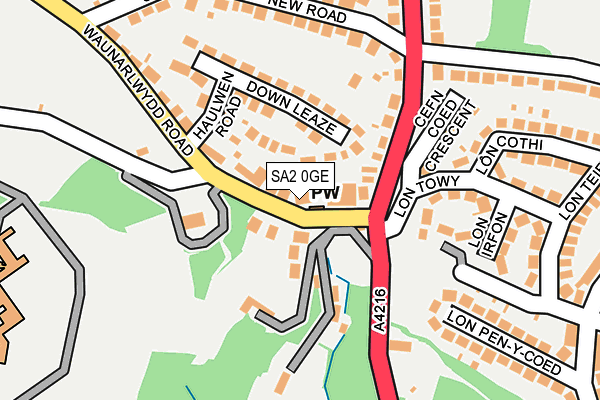 SA2 0GE map - OS OpenMap – Local (Ordnance Survey)
