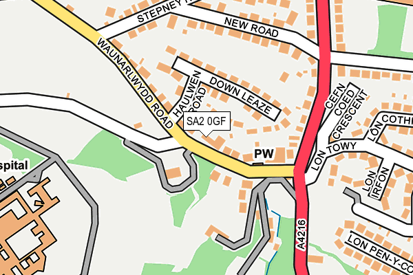 SA2 0GF map - OS OpenMap – Local (Ordnance Survey)