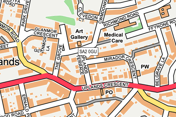 SA2 0GU map - OS OpenMap – Local (Ordnance Survey)