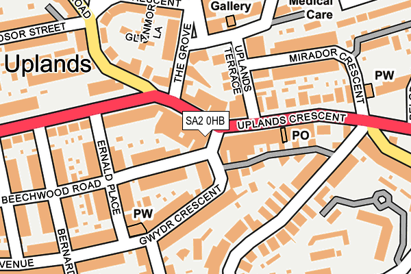 SA2 0HB map - OS OpenMap – Local (Ordnance Survey)