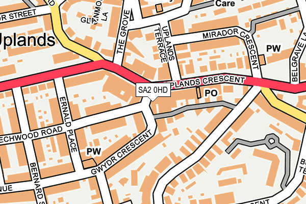 SA2 0HD map - OS OpenMap – Local (Ordnance Survey)