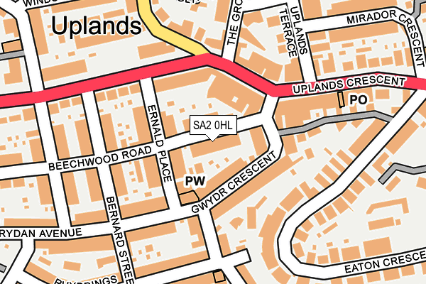 SA2 0HL map - OS OpenMap – Local (Ordnance Survey)