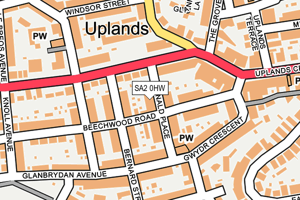 SA2 0HW map - OS OpenMap – Local (Ordnance Survey)