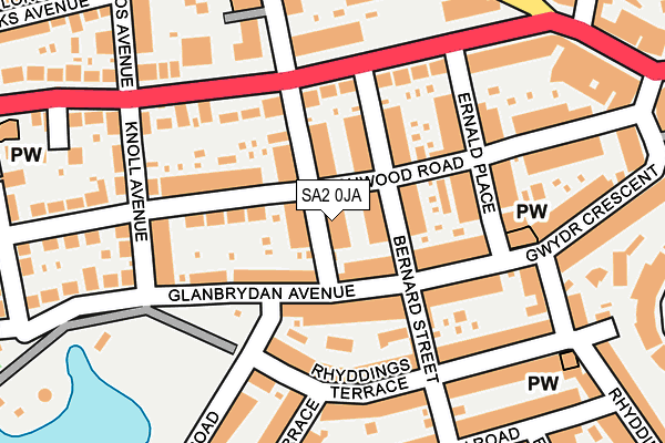 SA2 0JA map - OS OpenMap – Local (Ordnance Survey)