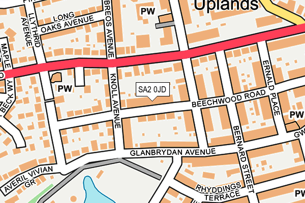 SA2 0JD map - OS OpenMap – Local (Ordnance Survey)