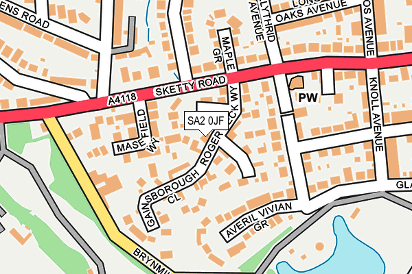 SA2 0JF map - OS OpenMap – Local (Ordnance Survey)