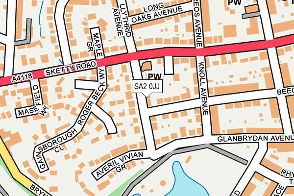 SA2 0JJ map - OS OpenMap – Local (Ordnance Survey)