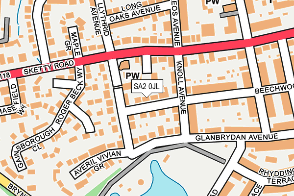 SA2 0JL map - OS OpenMap – Local (Ordnance Survey)