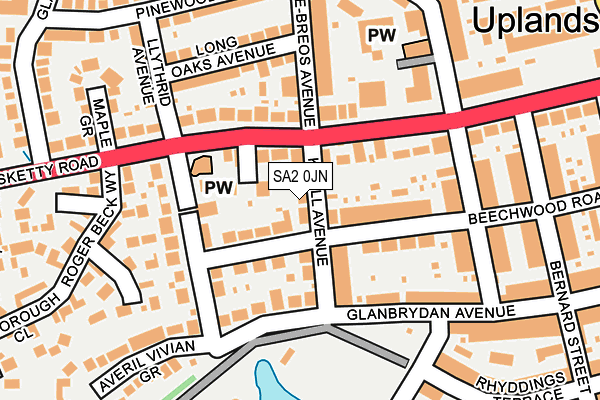 SA2 0JN map - OS OpenMap – Local (Ordnance Survey)