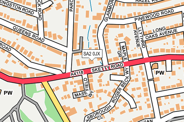 SA2 0JX map - OS OpenMap – Local (Ordnance Survey)