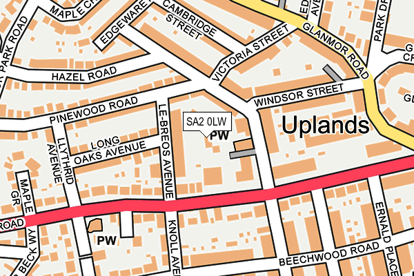 SA2 0LW map - OS OpenMap – Local (Ordnance Survey)