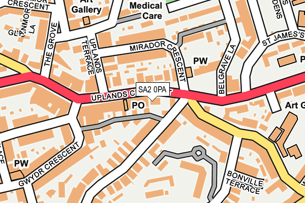 SA2 0PA map - OS OpenMap – Local (Ordnance Survey)