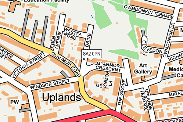 SA2 0PN map - OS OpenMap – Local (Ordnance Survey)