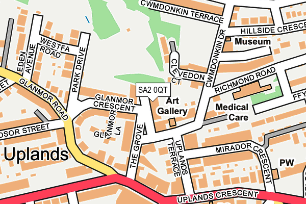 SA2 0QT map - OS OpenMap – Local (Ordnance Survey)