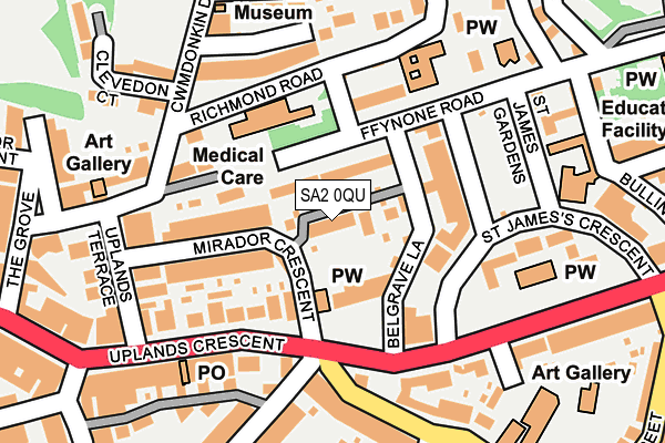 SA2 0QU map - OS OpenMap – Local (Ordnance Survey)