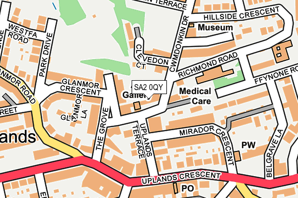 SA2 0QY map - OS OpenMap – Local (Ordnance Survey)