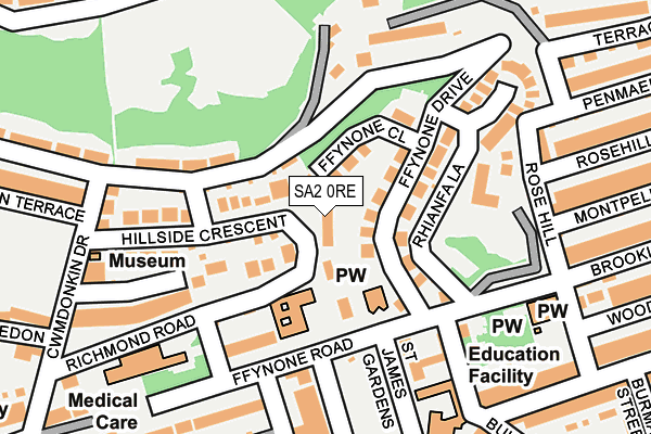 SA2 0RE map - OS OpenMap – Local (Ordnance Survey)