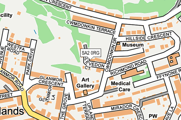 SA2 0RG map - OS OpenMap – Local (Ordnance Survey)