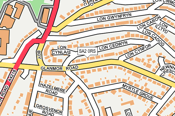 SA2 0RS map - OS OpenMap – Local (Ordnance Survey)