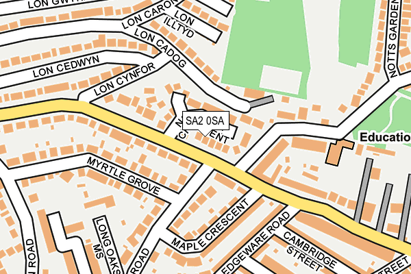 SA2 0SA map - OS OpenMap – Local (Ordnance Survey)