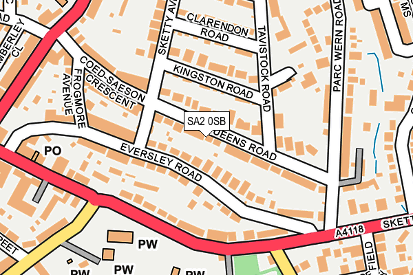 SA2 0SB map - OS OpenMap – Local (Ordnance Survey)