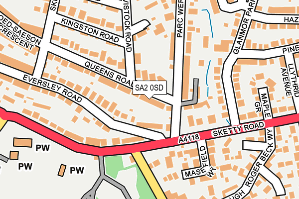 SA2 0SD map - OS OpenMap – Local (Ordnance Survey)