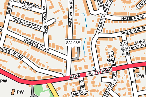 SA2 0SE map - OS OpenMap – Local (Ordnance Survey)