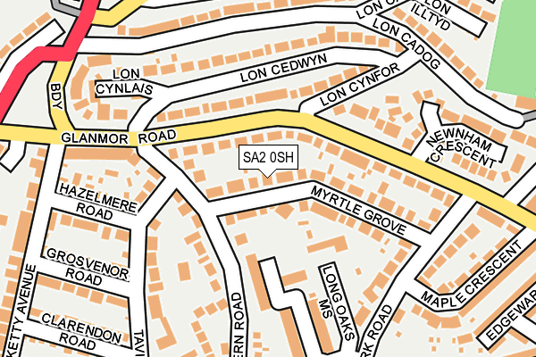 SA2 0SH map - OS OpenMap – Local (Ordnance Survey)