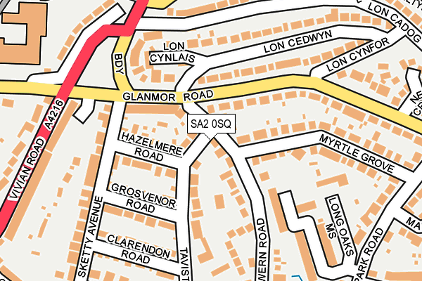 SA2 0SQ map - OS OpenMap – Local (Ordnance Survey)