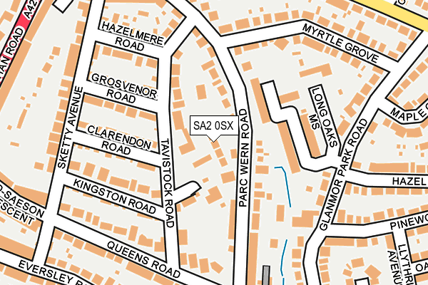 SA2 0SX map - OS OpenMap – Local (Ordnance Survey)