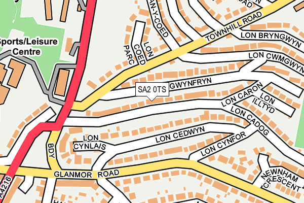 SA2 0TS map - OS OpenMap – Local (Ordnance Survey)