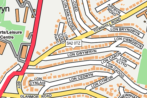 SA2 0TZ map - OS OpenMap – Local (Ordnance Survey)